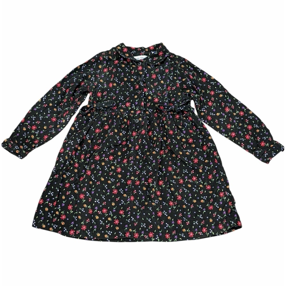 Vintage Christie Brooks Girls Corduroy Dress Dark Floral Size 5/6 Holiday‎
